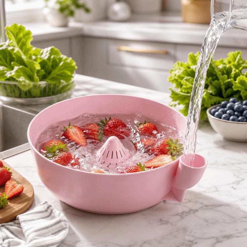 Rotating Berry Swirl Washing Bowl Self Rinsing Dynamic Vortex Cleaning Bowl Outdoor Picnics