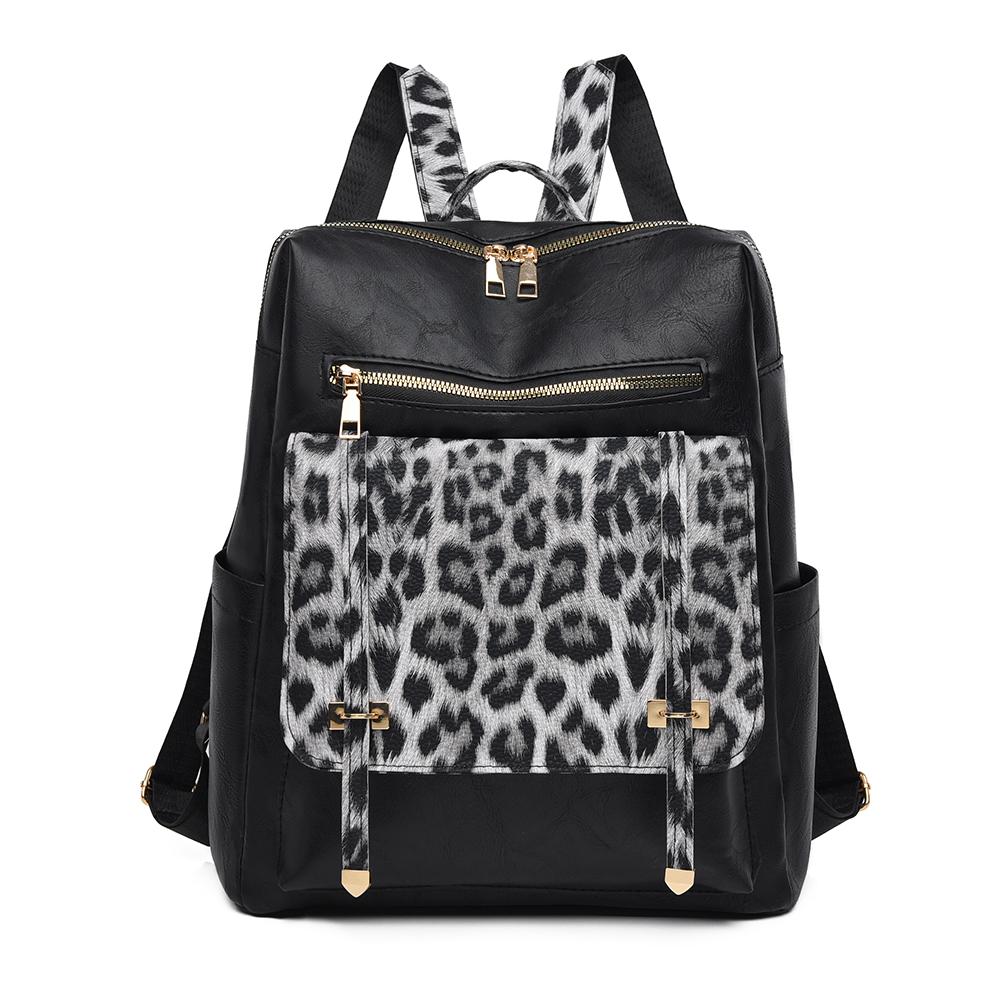 Винтажный рюкзак с леопардовым принтом, женская сумка через плечо, студенческий рюкзак