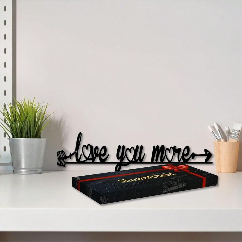 Love You More Metal Sign, Love Wall Decor,12" X 3.15" Bedroom Decor For Couples, Ideal Gifts For Anniversary, Wedding, Valentine's Day