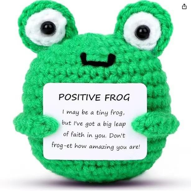 Funny Crochet Positive Inspirational Emotional Support Cat Doll Home Room Decoration Handmade Knitted Cat Desktop Ornament Gift