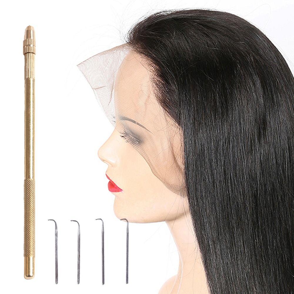 5pcs/set Copper Handle Lace Wig Needles Durable Wig Making Kit Ventilating Needles  DIY