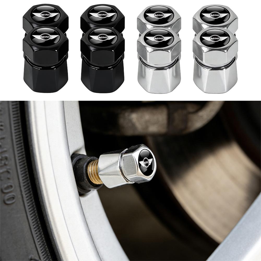 4PCS Car Styling Wheel Tyre Valve Caps Stem Covers Auto Accessories For MINI Cooper S JCW WORKS R55 R56 F55 F56 R57 R58 R59 R60 HFP1