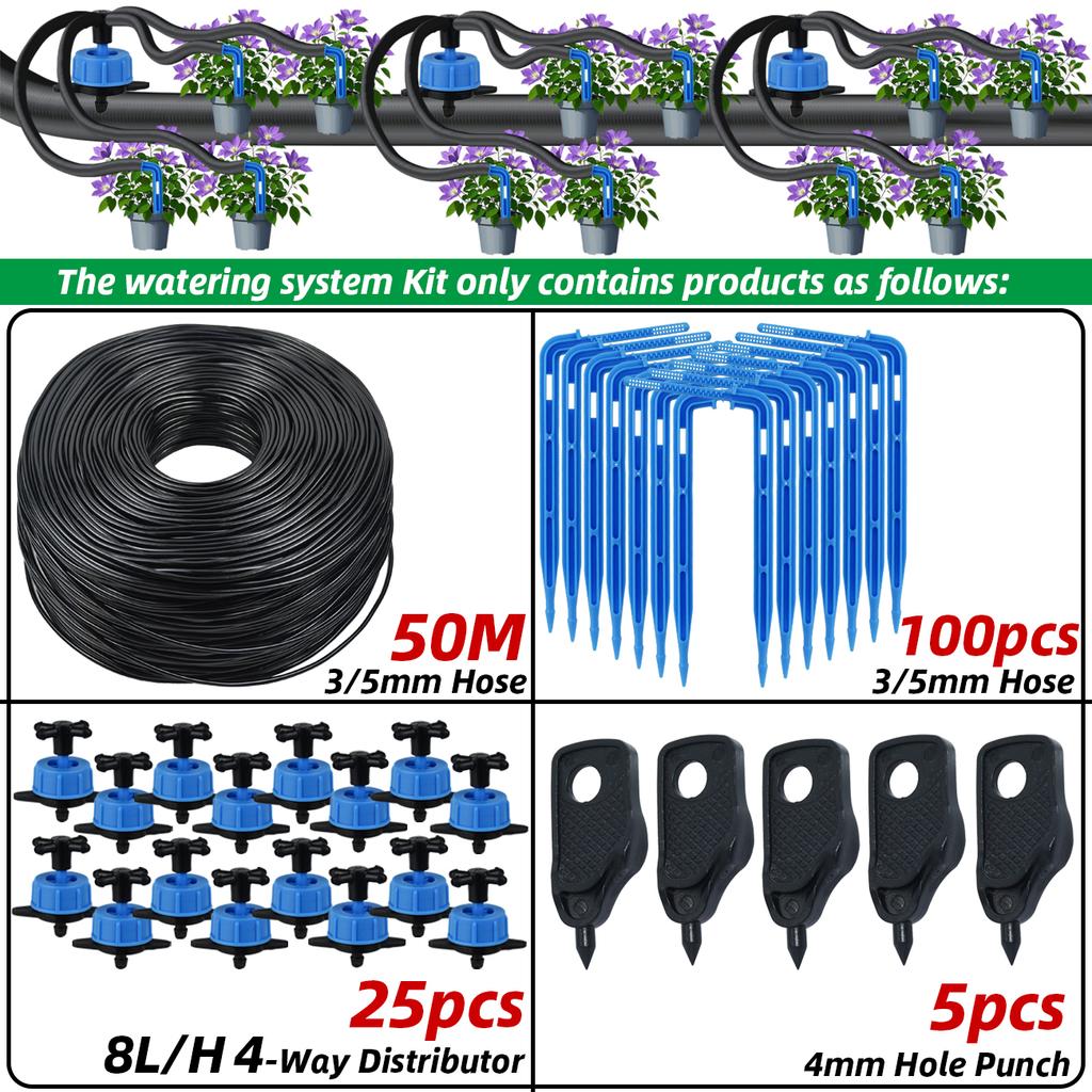 Набор для капельного полива Kesla 10-100 м 4-ходовой 2-ходовой 8 л Капельная стрелка Шланг 3/5 мм Система полива Капельница Дождеватель Посадка в горшки Теплица