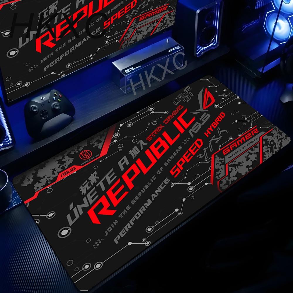 XXL Большой Игровой Геймерский Крутой Черный Asus Rog Коврик для Мыши Клавиатуры Нескользящий Прошитый Край Коврики для Мыши Ноутбука Планшета Коврик Мини-ПК Игровой Коврик