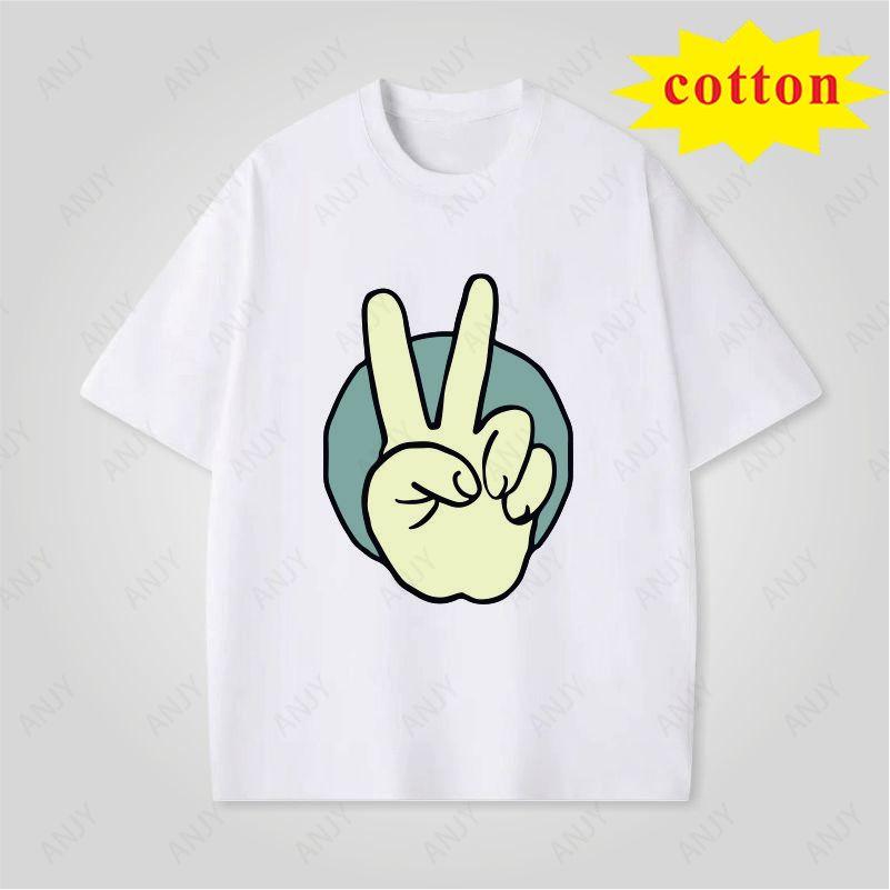 American Peace Gesture Printed Tshirt 4th Of July Independence Day Cotton Casual Round Neck Short Sleeve