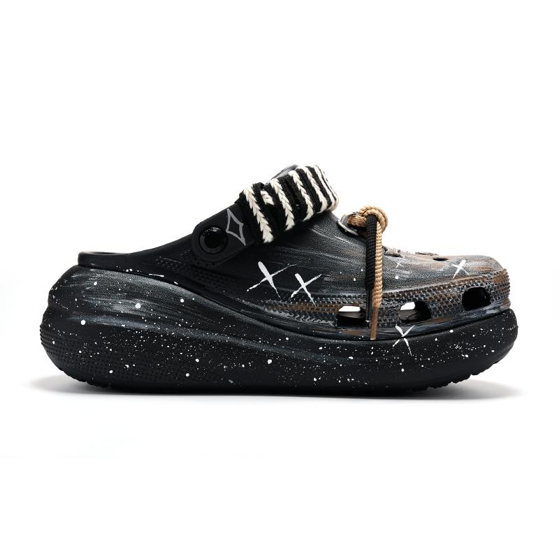 Crocs Crush Clog EVA Baby's Breath Graffiti Broken Diamond Star Trend Personality Hole Shoes Unisex Black