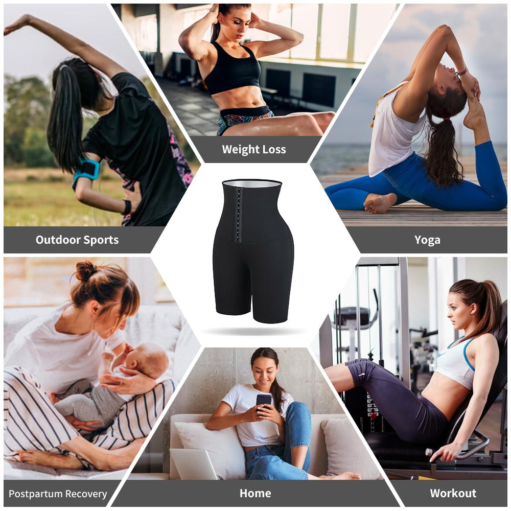 Sauna Shorts for Women Sweat Sauna Pants High Waisted Slimming Shorts Compression Thermo Capris Leggings Workout Body Shaper Thigh Slimmer Shapewear