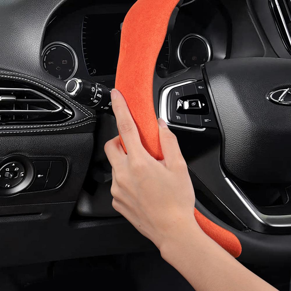 Bpzsw1 Подходит для Chery Premium Замшевая накладка на руль с кнопками, Нескользящая и прочная, Доступна для руля круглой и D-образной формы для Tiggo2
