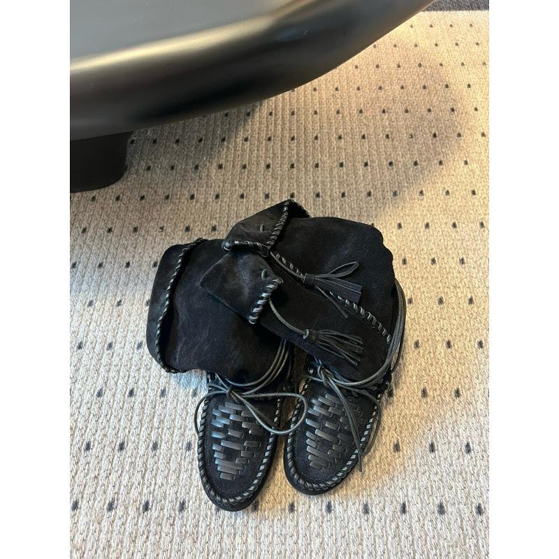 Женские ковбойские ботинки из коровьей кожи с внутренней платформой, ретро бахромой и ремешком, плетеные ботинки средней высоты, ботинки-мартин с оборками