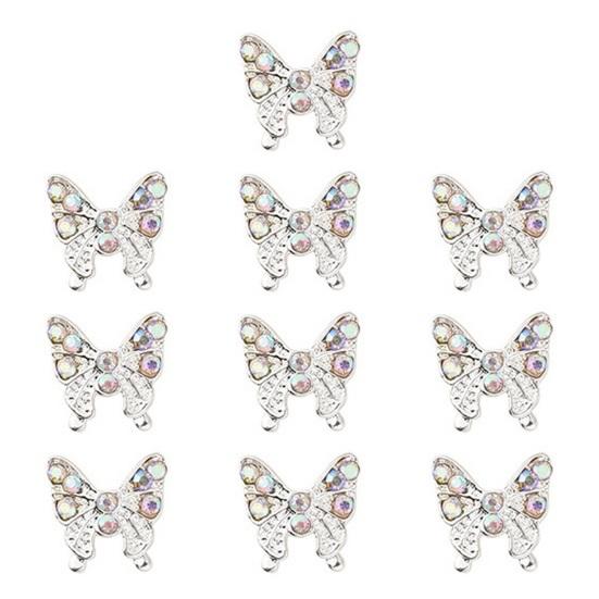 10 шт., подвески для ногтей в виде бабочек, блестящие стразы, инкрустация из искусственного кристалла, 3D подвески, аксессуары для маникюра «сделай сам», ювелирные изделия для дизайна ногтей, украшения для чехла для телефона