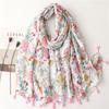 New Women Fashion Luxury Aztec Floral Tassel Viscose Scarf Lady Print Soft Shawls and Wraps Pashmina Muslim Hijab Snood 180*90Cm