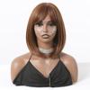 Темно-коричневый Короткие прямые синтетические парики Жен. Парик Боб Средняя часть с челкой Косплей Повседневные волосы для вечеринок Натуральные термостойкие парики