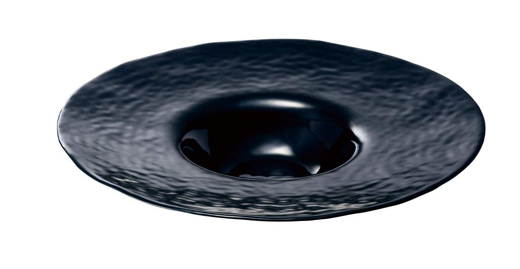 Toyo Sasaki Glass Large Plate, Orbit Black Rimmed Bowl, 270cm, Made In Japan, 46155BK