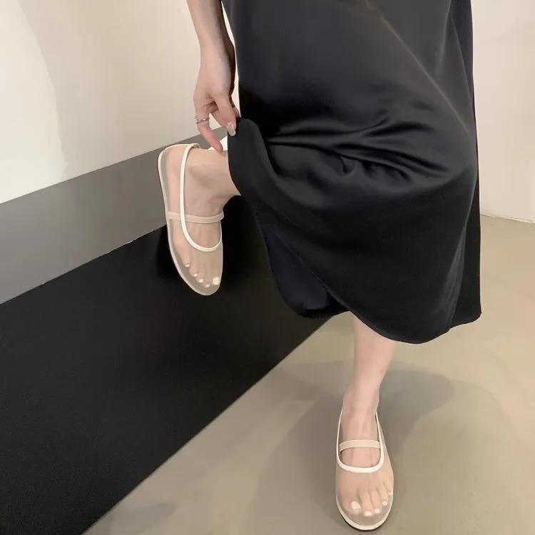Fashion Designer Autumn Women Mesh Fabric Ballet Flat Shoes Fashion Shallow Elastic Band Ladies Comfort Soft Sole Mary Jane Shoes