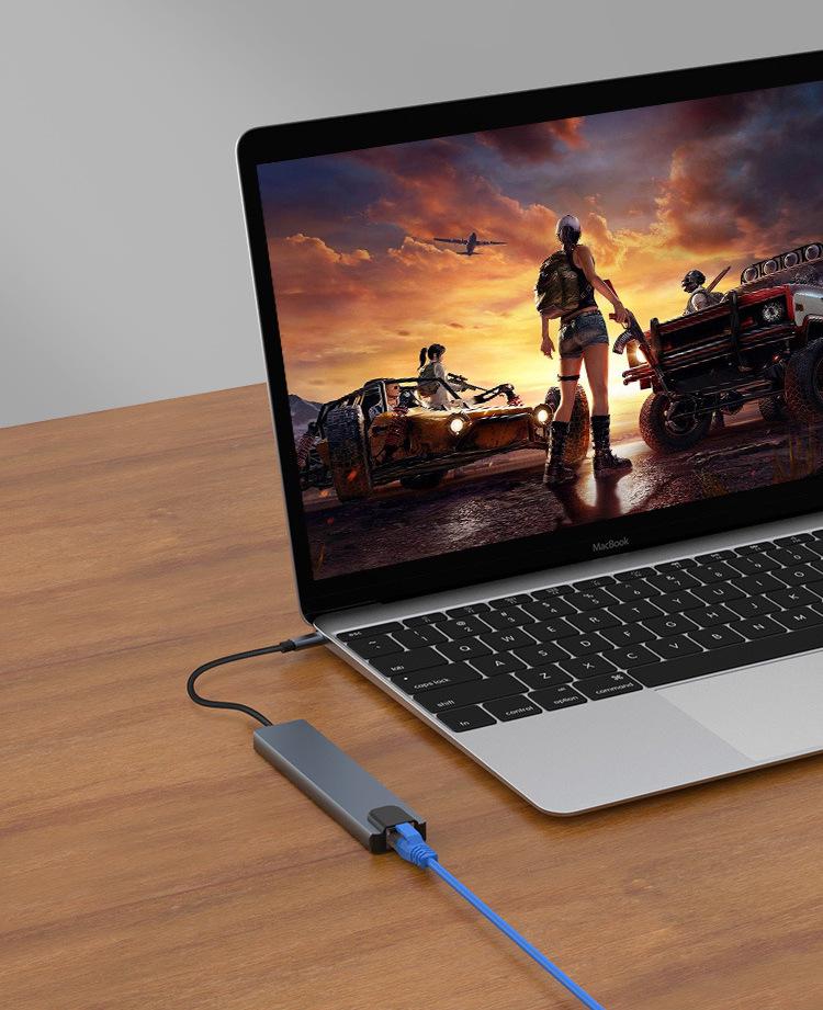 Док-станция расширения 8-в-1 для ноутбуков Apple: Многопортовый хаб с поддержкой USB, сети, Type-C и кардридера