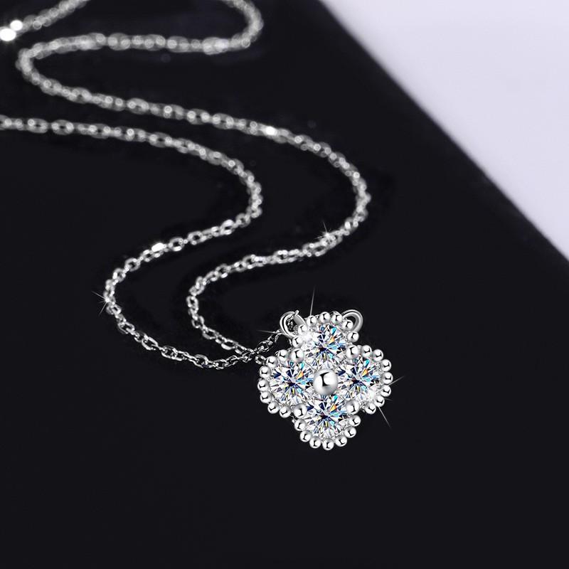 Moissanite Clover 3-Piece Jewelry Set Women Sterling Necklace Bracelet Earrings With GRA Certificate