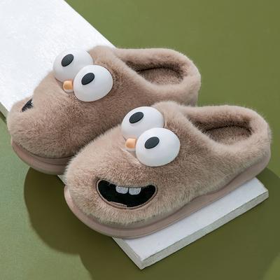 Новые забавные мультяшные зимние мягкие подошвы мужские домашние нескользящие тапочки на платформе теплые плюшевые тапочки мужские домашние повседневные хлопковые туфли