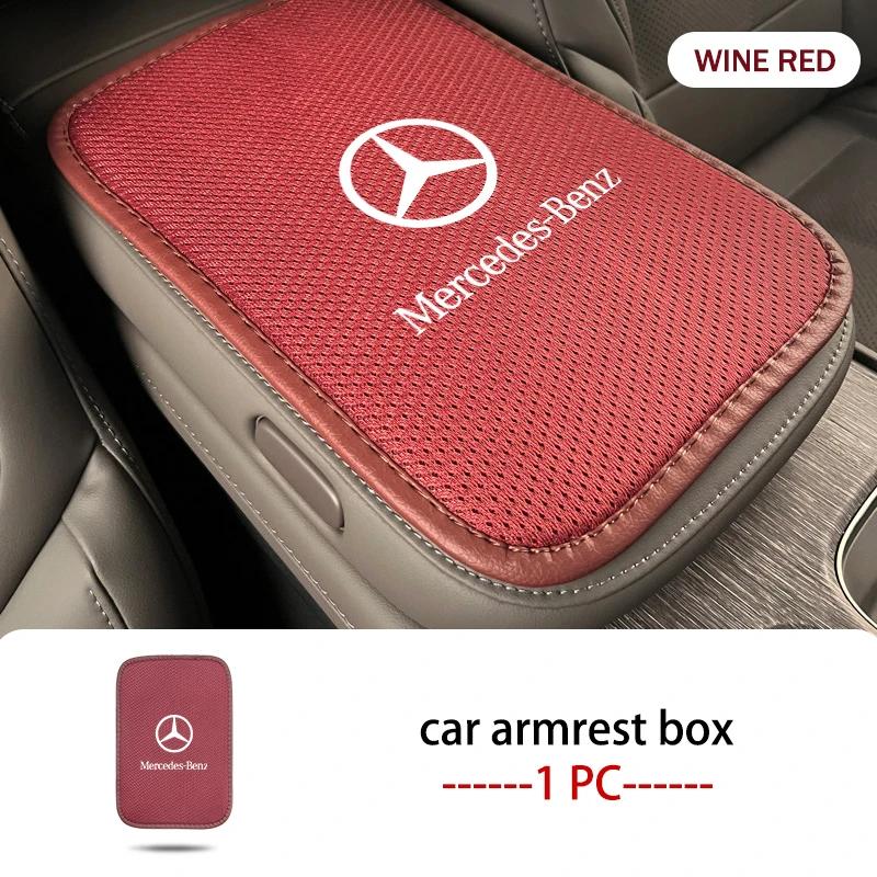 Ice Silk Car Armrest Box Center Console Protection Pad For Mercedes Benz C180 C300 W124 W176 W177 C200 C260 GLC CLE CLA AMG KUVWX1