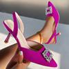Fashion Crystal Shallow Women Shoes Pointed Toe Mid Heels Elegant Sandals Trend Fashion Pumps Slingback Dress Spring Zapatos Mujer