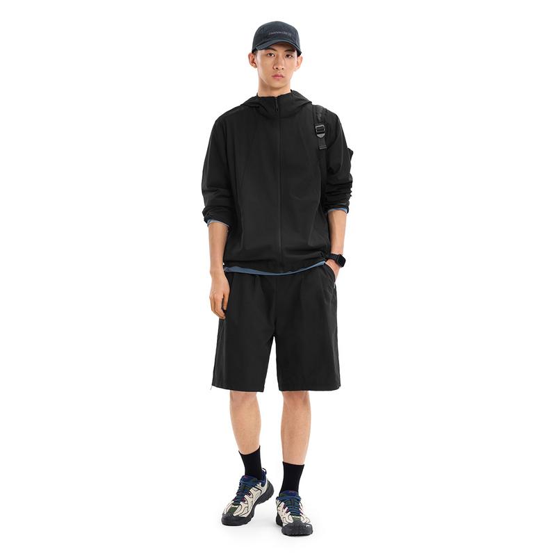 Li-Ning Легкая дышащая куртка с эффектом льда, удобная, защита от УФ-лучей UPF50+, с капюшоном, мужская верхняя одежда, черная AFDWE57-1