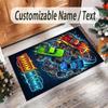 Monster Truck Theme Crystal Velvet Rug Personalized Custom Name Text Soft Floor Mat Home Decor