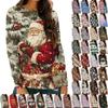 Womens Long Sleeve Round Neck Shirts Tee Casual TopChristmas Print Tunic Outfits Loose T Shirts