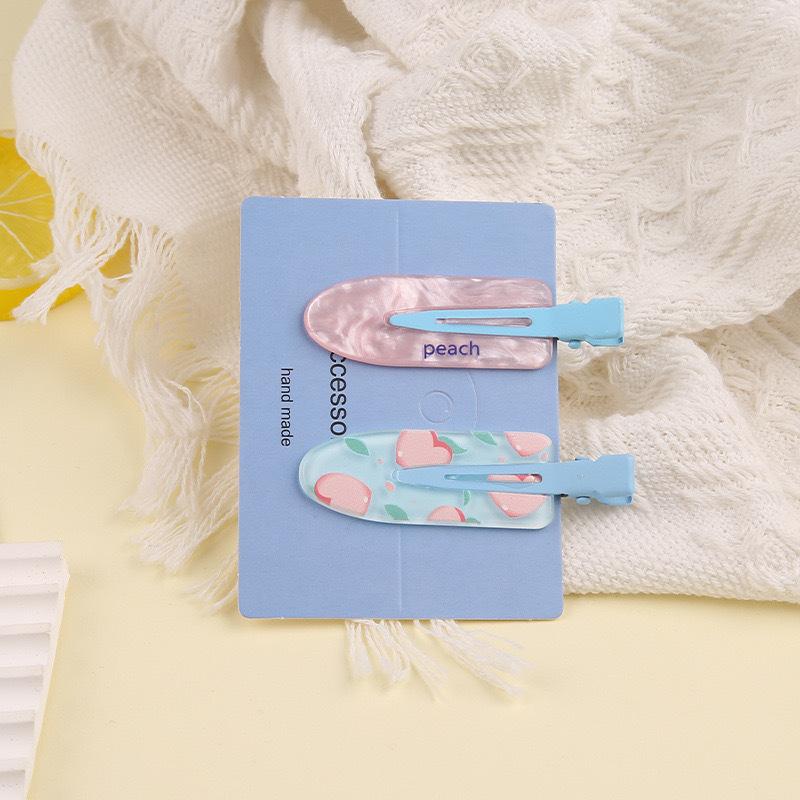 2-Pack Juice Series Hair Clips for Girls, Invisible Clips, Duckbill Clips, Peach and Grape Hair Clips, Side Clips, Hair Accessories