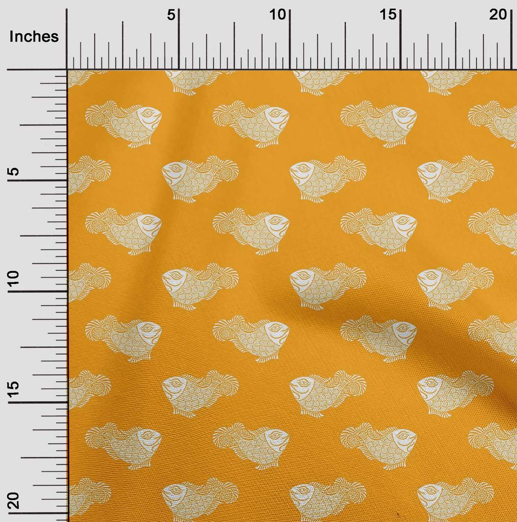 oneOone Cotton Flex Fabric Fish Block Decor Fabric Printed BTY 40 Inch Wide
