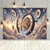 One Backdrop, Featuring the Broken Time and the Dancing Clocks, with Dimensions of 243.84 Feet by 6.0 feet.DJH