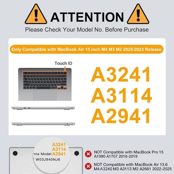 Case for MacBook Air 15 Inch 2025 2024 2023 M4 M3 M2, Non-Slip Hard Protection White and Black Butterflies Pattern