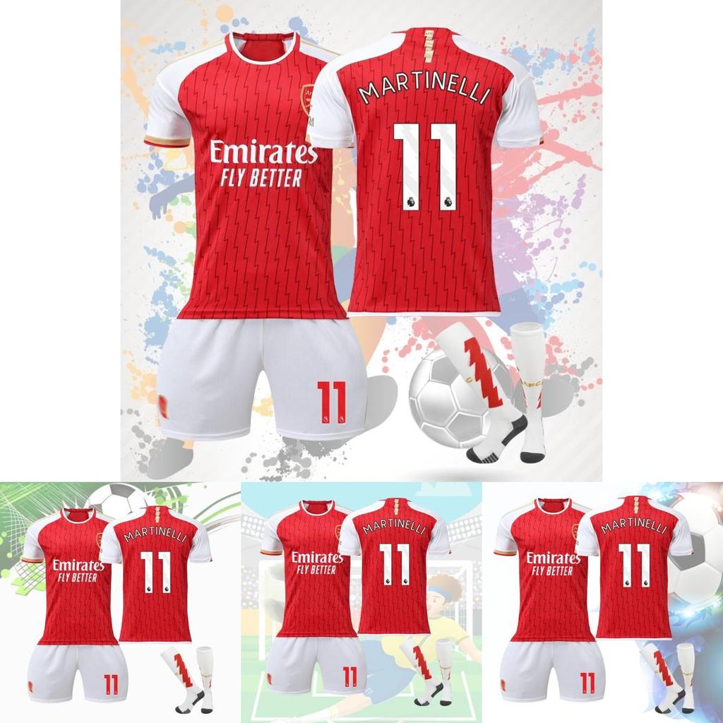 2023-24 Arsenal Home 7 Saka 8 Elneny 9 Jesus 11 Martinelli Football Jersey Sports Apparel For Kids