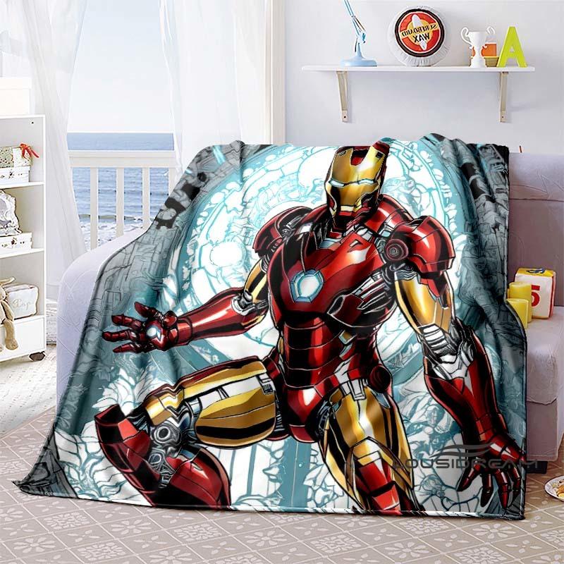 Iron Man Cartoon Comic Funny Expression Blanket, Warm Flannel Sofa Blanket, Home, Bedroom, Travel.