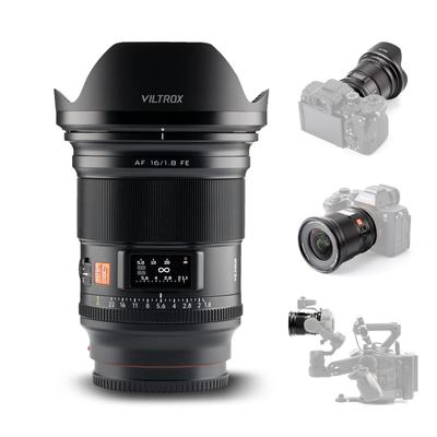 Объектив камеры Viltrox AF 16 мм Pro FE, сверхширокоугольный, с автофокусом, ЖК-экраном, полноразмерный, совместим с беззеркальными камерами Sony Alpha a7 a7II a7III