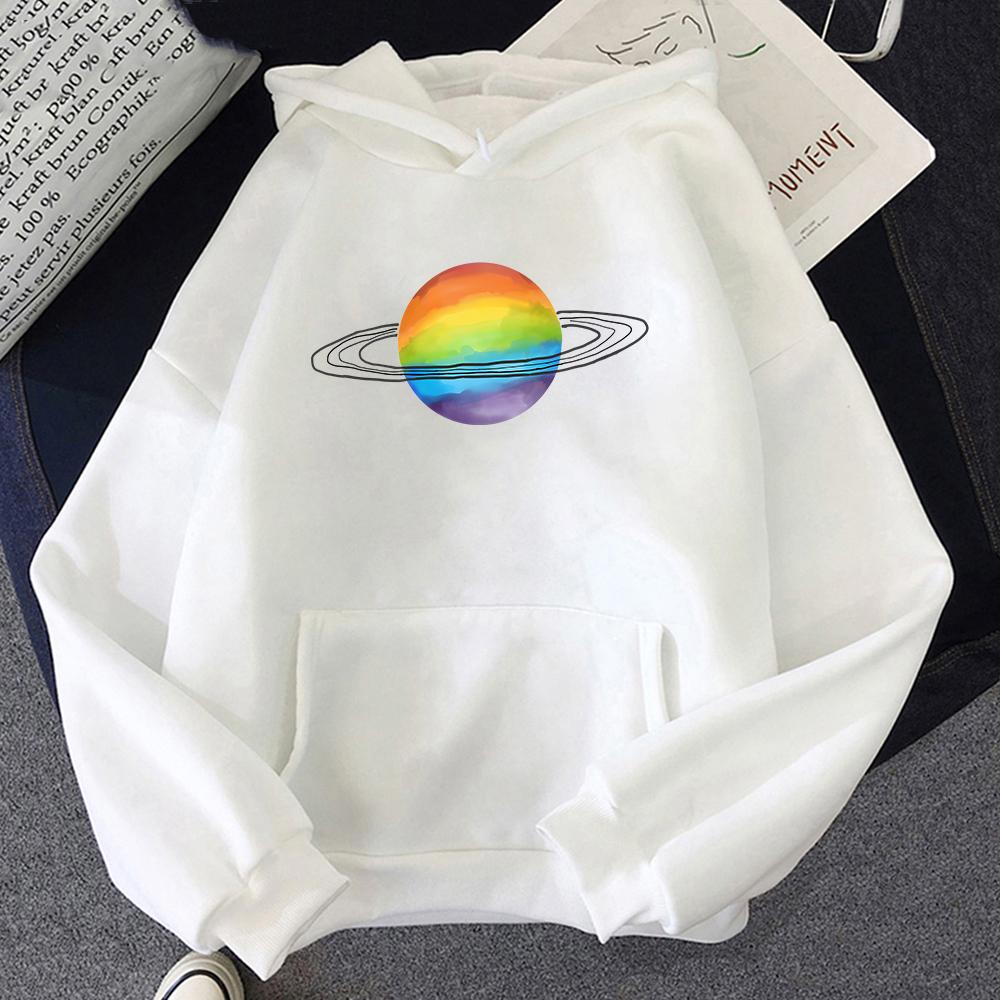 LGBT Streetwear Rainbow Planet Print Hoodie Harajuku Long Sleeve Hoody Ladies Tops Men Regular Sweatshirts Sudaderas Para