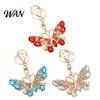 Wear-resistant Keyring Keychain Pendant Sparkling Rhinestones Butterfly Design Key Chain Colorful with Lobster Clasp Backpacks Car Bags Decorative