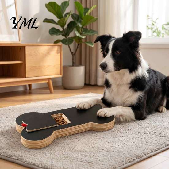 Interactive Dog Nail Trimmer Adjustable Scratch Board with Treat Box, Wooden Pet File Trimming Training Pad, Toy for Stress-free Paw Care Indoor