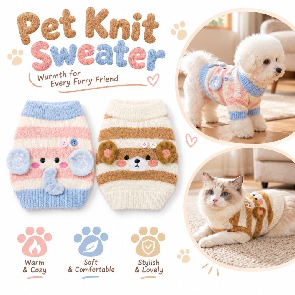 Striped Pet Knit Sweater Knitted Pet Warm Coat New Cat Dog Sweater for Cats