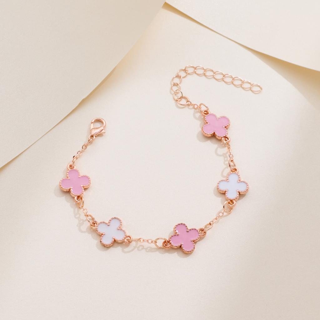 Five Flowers Four-leaf Clover Bracelet Women Senior Sense of Light Luxury Exquisite Double-sided Mother-of-pearl Hand Jewelry