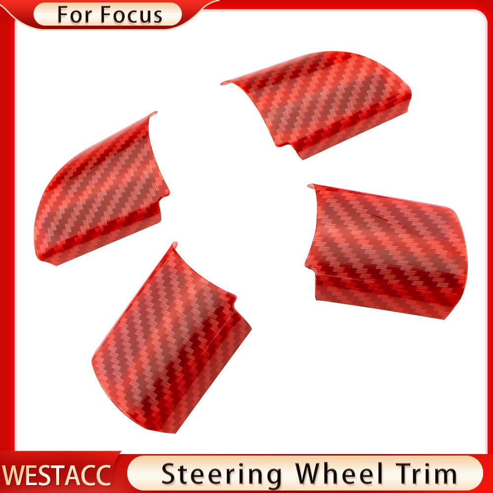 4 шт./компл., наклейка из углеродного волокна для салона автомобиля, накладка на руль для Ford Focus MK2 2005-2011, украшение