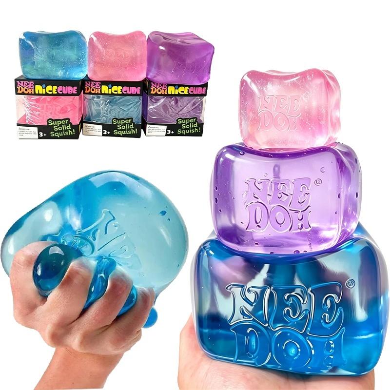 Needoh Nice Berg Giant Cube Сенсорные игрушки Прозрачный наполнитель из мальтозы Мягкая игрушка для сжатия рукой Медленно восстанавливающая форма Снятие стресса Настольная игрушка