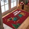 Marry Christmas Dachshund Welcome Doormat, Dachshund in Santa Hat Christmas Decor Floor Mat, Doorways Living Rooms Winter