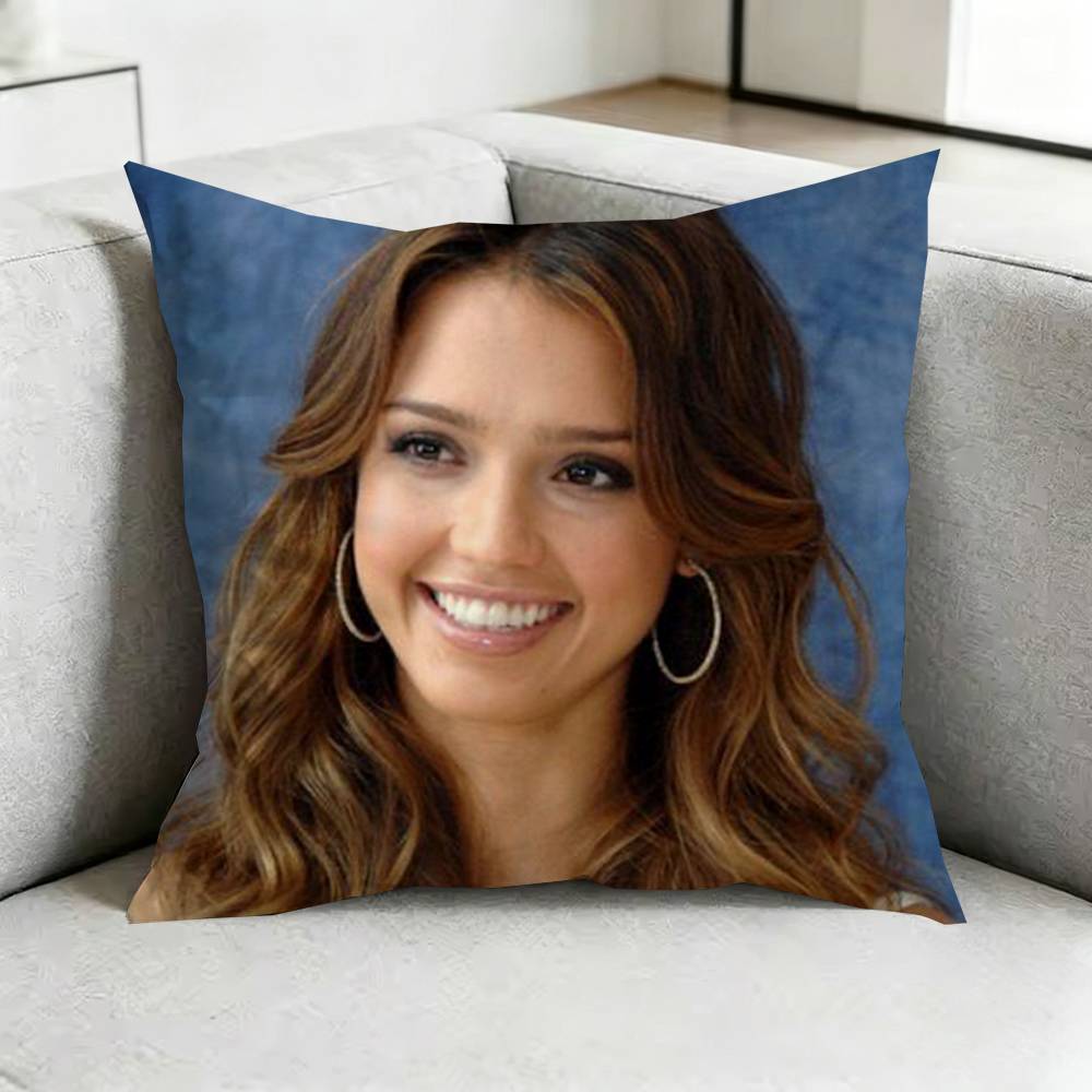 JessicaA AAlba Actor Pillow Case Square DoubleSided Sofa Cushion Cover Bedroom Bedside Pillow Gift