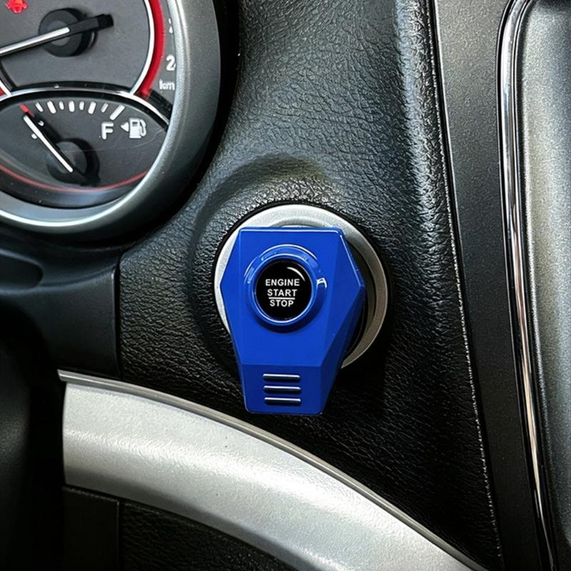 Engine Start Stop Button Cover Metal Interior Accent, Stick On Trim Frame for a Finished Dashboard Style in Cars