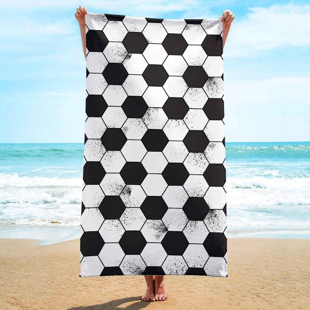 Portable Football Print Beach Towel Soft Shower Towel Creative Quick-Dry Beach Scarf Beach