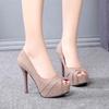 2025 Platform Shoes Woman Peep Toe 12CM Fashion High Heels 34-40 Pumps Sexy Nude Women Shoes High Heels Wedding Bridal Shoes