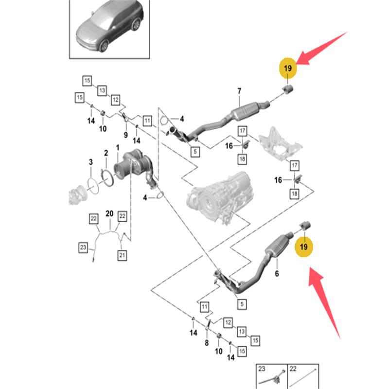 Suitable for 2018-2025 Porsche Cayenne muffler clamping sleeve 95811122010 PAB111220A 1K0253141AA