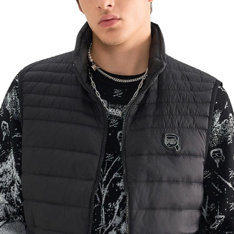 KARL LAGERFELD Down Vests Men's Black Stand Collar Moderate Other M26Z3104999