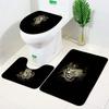 Tiger Bath Mat Set Ferocious Animal Black Non-slip Toilet Lid Foot Rug Floor Mat Small Carpet Anti Slip Bathroom Accessory Set