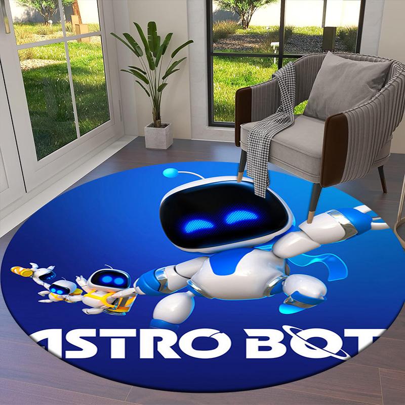 Круглый ковер ASTRO BOT, Ковер для гостиной, спальни, дивана, игровой комнаты, Декор, Нескользящий коврик для пола