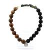 Stones and Minerals. Green Rutile Quartz Bracelet from Brazil + Matte Black Onyx Beads + Wood 8 Made In France.